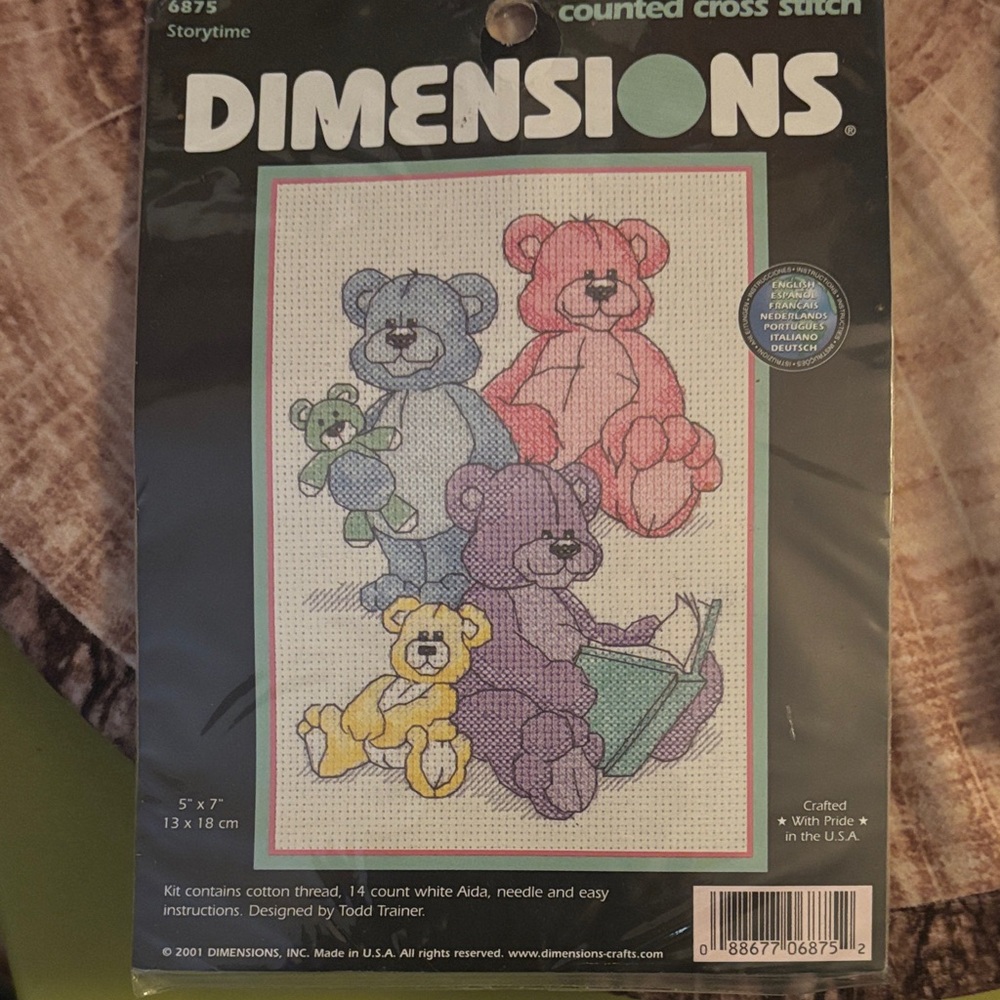 Dimensions Counted Cross Stitch Kit with Bears vintage made in USA 2001